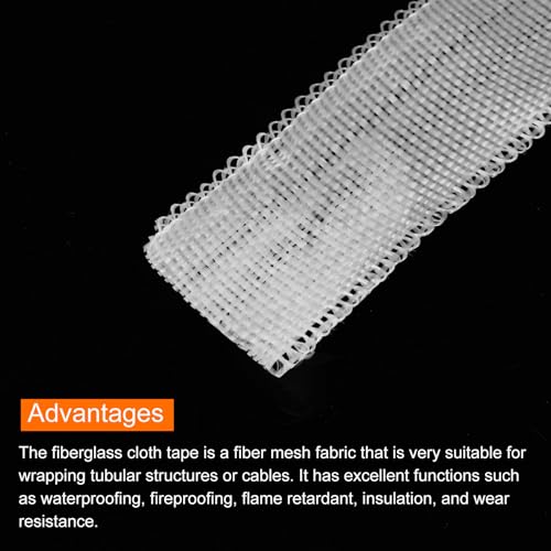 Image of MECCANIXITY 1pcs Fiberglass Cloth Tape 30m(33 Yard) x25mmx0.15mm C Glass Fiber Fiberglass Mesh Glass Fiber Mesh Woven Fiberglass Fabrics Insulation Tape for Reinforcement Repair