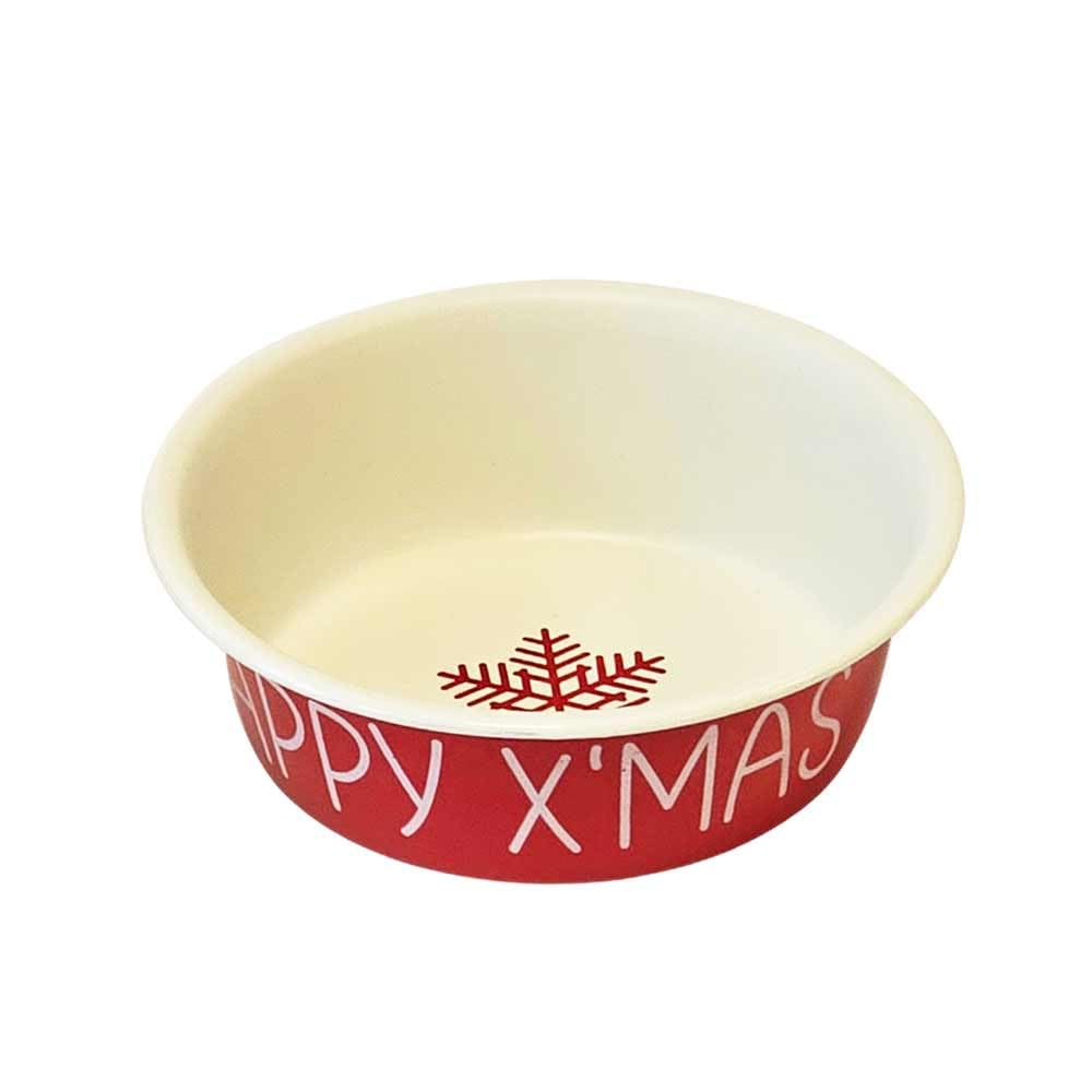 Nobby Xmas Happy Xmas Stainless Steel Bowl Non-Slip Beige/Red 13.5 cm 0.45 Litres