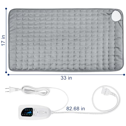 Image of 33 inchx17 inch Electric Heating pad for Back Neck Shoulder Knee Arms Legs- Electric Heat Pads with 6 Heat Settings & Auto Shut Off &Dry /Moist Heat Heating Pad for Birthday Mother Father Gril Men Women