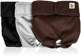 Pet Magasin Reusable Dog Diapers Sanitary Wraps Panties, 3-Pack, Black Brown and Grey