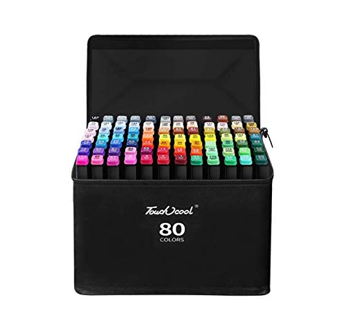 WAN MALL 80 Colors Alcohol Markers, Double Tipped Markers Permanent Art Marker Set for Kids, Sketch Markers for Drawing Adults' Coloring, Back to School Art Supplies 80 cloros (Black)