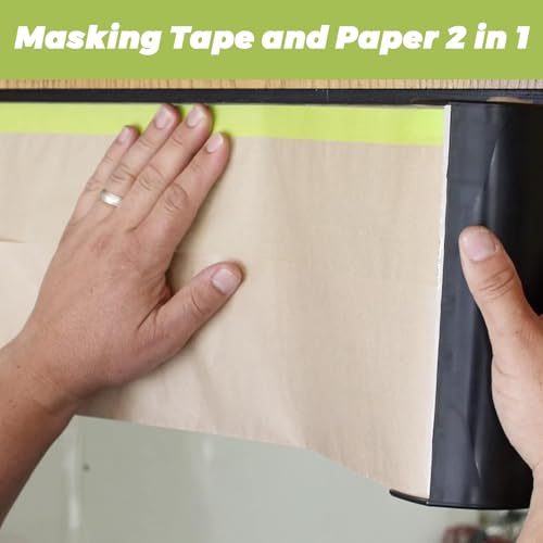 Image of 6 Rolls 12 inch x 50 ft Pre-Taped Masking Paper, Tape and Drape Painters Paper, Paint Masking Paper for Painting Cars and Auto Body, Floor Protection, Wall Covering