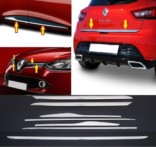 mne parts Compatible with for Renault clio IV 2012-2018 7 pcs chrome strips and accessories and covers in stainless steel