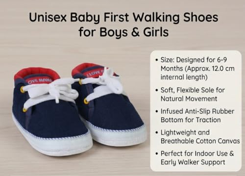 Image of Butterthief Unisex Baby Prewalking Shoes for Newborn Boys & Girls | Soft Sole Infant Bootie with Anti-Slip Bottom | Lightweight Cotton Footwear Early Walker Shoes (6-9 Months, 12 CM)