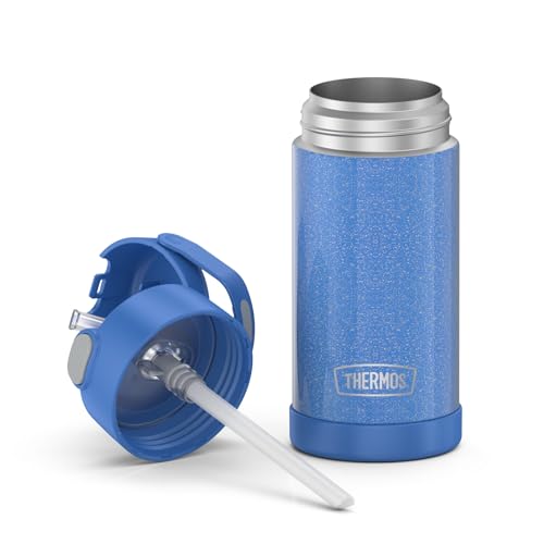 Image of THERMOS FUNTAINER Water Bottle with Straw, 12oz, Glitter Periwinkle | Kids Stainless Steel Insulated Water Bottle, Keeps Drinks Cold Longer for School & Play, BPA-Free