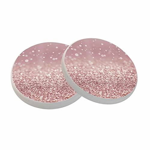 oFloral Rose Gold Coasters for Drinks Luxury Glitter Hazy Dreamlike Cups Place Mats for Home Decor Set of 2, 4 Inch