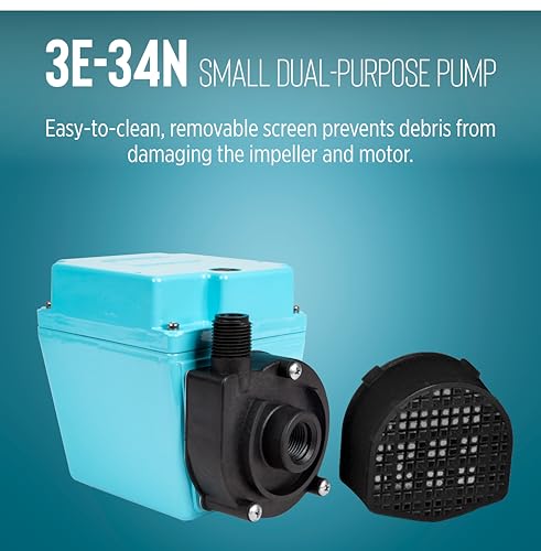 Little Giant 3E-34N 115-Volt, 1/15 HP, 670 GPH Dual Purpose In-Line or Small Submersible, Oil-Filled Pump, 10-Ft. Cord, Blue, 503603 by Little Giant - Image 6