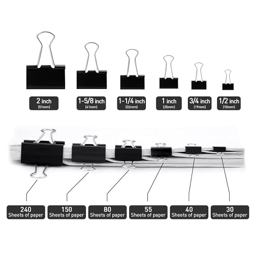 Large Binder Clips, 72 Pack, 1.6 Inch, Non-Standard 41mm, Black, Capacity 0.66 Inch, Paper Clips, Office Clips, Great Fold Clamp, School & Home Use image 1