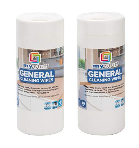 Mind Reader All-Purpose Home Cleansing Wipes, Cleaning Cloths, Fresh Lemon Scent, 40-ct, 2 Pack, White