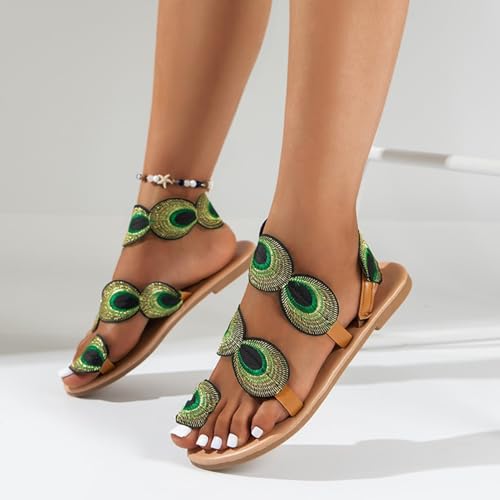 Womens orthopedic sandals，Bohemian plantar fasciitis slippers for Hallux valgus，Flat Heel womens bunion sandals，Outdoor Corrector Sandals3