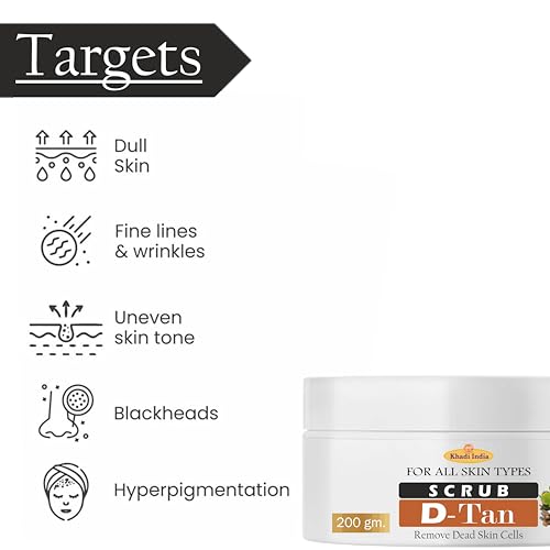 Image of Khadi 100% Pure & Herbal D-Tan Scrub - Skin Brightening & Tan Removal Face & Body Exfoliator - 400g
