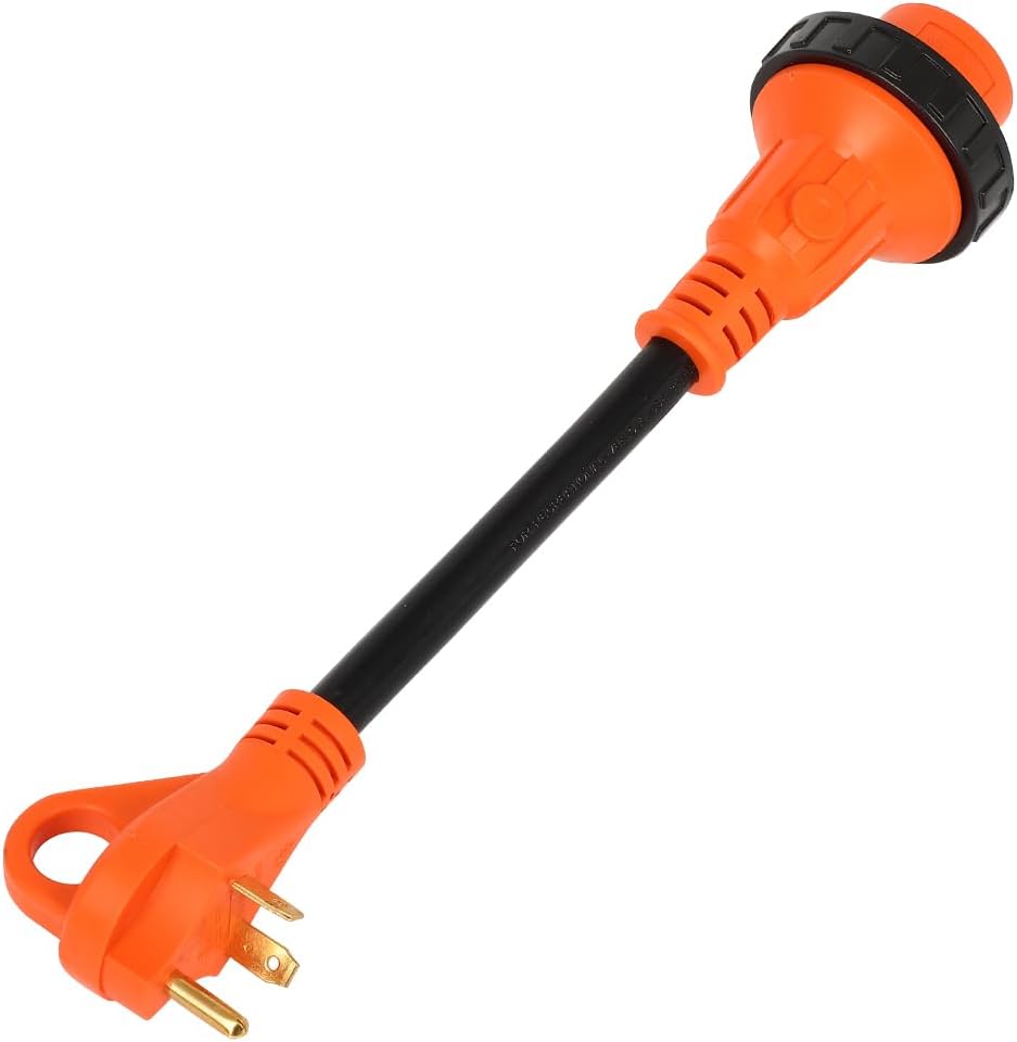 30Amp RV Electrical Adapter, NEMA TT-30P Male to L5-30R Female Receptacle Electrical Power Adapter with Grip Handle, 10/3 STW Durable RV Power Adapter with Locking Connector, ETL Listed, 14.17in