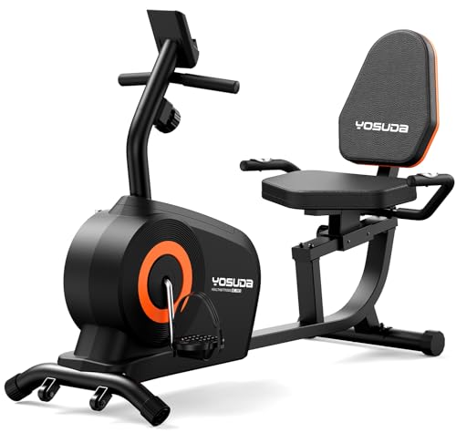 YOSUDA Recumbent Exercise Bike for Adults Seniors with Quick Adjust Seat, 350LB Capacity & 16-level Resistance, Black