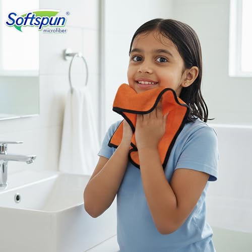Image of SOFTSPUN Microfiber Baby Hand & Face Wipes 280 GSM 20x30 Cms 4 Piece Towel Set Brown! Super Soft & Comfortable for Newborn Baby and Kids Quick Drying Ultra Absorbent in Small Size.