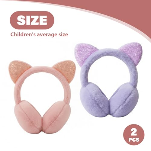 Orejeras de gato para niños pack de 2 de felpa cálida 6