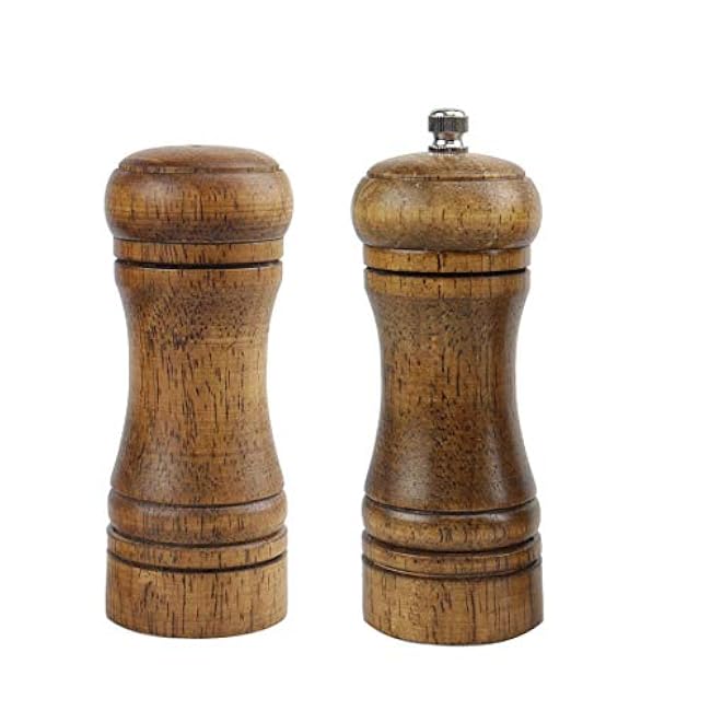 uxcell Pepper Grinder and Salt Shaker Set 5.5 Inch Wooden Pepper Mills Shaker with Adjustable Coarseness for Seasoning Meal Prep Cooking Dining