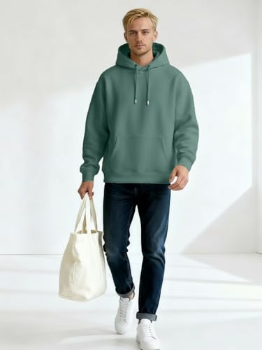 Image of Nobero Heavy Duty Oversized Solid Hoodie for Men | Hoodies for Men | Oversized Fit | Solid Colour | Thick Fleece Fabric | Drawstring Hood