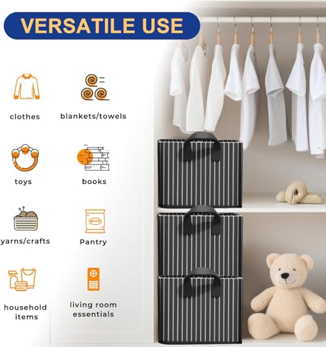 Image of CoolLeaf SB-S2 Wardrobe Organizer for Clothes with Metal Frame, Extra Large Clothes Organiser for Wardrobe, Durable 600D Oxford Fabric Cupboard Organizer for Clothes Pants Shirt Saree(27Ltr*2, Stripe)