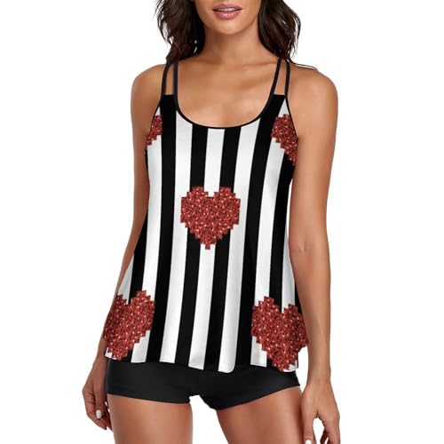 Bikini avec Short de Garçon et Robe de Plage Coeur Fleurs Rouge pour vos Vacances