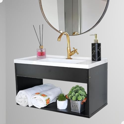 Gabinete com pia para Banheiro Gabinete de Banheiro Armário Nicho(Preto)