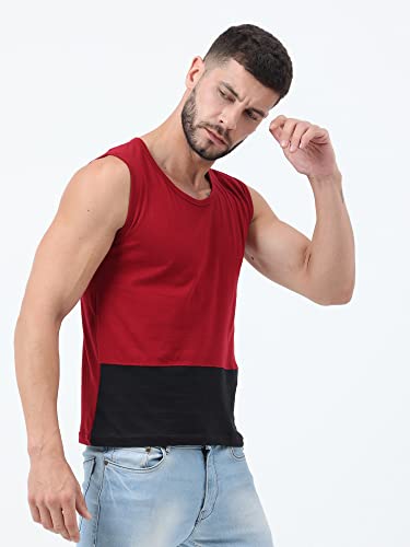 Image of Ideation Men's Cotton Round Neck Color Block Sleeveless T-Shirt