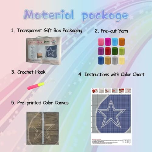 Image of bositigo Latch Hook Kits for DIY Throw Pillow Cover, Colorful Handmade Pillow Case for Home Decoration, Festival Gift 17x17inch (Flower-BZ368)
