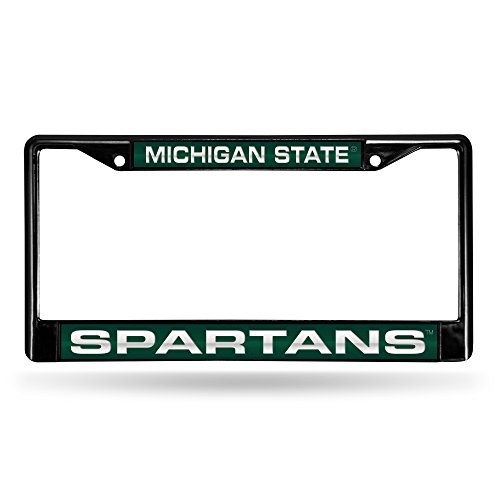 Rico Industries Michigan State Spartans Black Black Laser Cut Chrome Frame 12" x 6" 12" x 6" Black Laser Cut Chrome Frame - Car/Truck/SUV Automobile Accessory