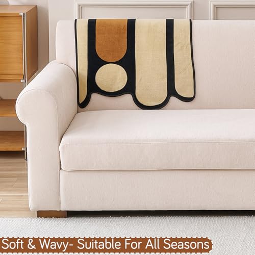 Image of HOKIPO 'Moderna Curves' 1 PC Backrest Mat for Sofa Cover | All Season Sofa Cover Mat with Anti Slip Backing, Oyster Beige (AR-6309-BGE)