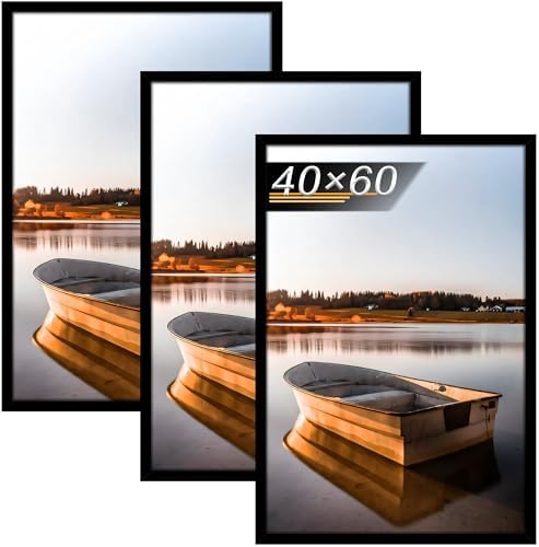 Tinkeps Bilderrahmen 40x60 cm Schwarz 3er Pack, MDF | Bilderrahmen für Fotos, Poster, Kunstbilder, Wandmontage, Hoch- und Querformat, mit Acrylplatte, Zuhause, Büro, Galerie