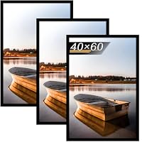 Tinkeps 3er Pack Bilderrahmen 40x60 cm Schwarz, Bilderrahmen 60x40 Hergestellt aus Holzwerkstoff, Rahmen 40 x 60 cm ideal für Fotos, Bilder, Poster