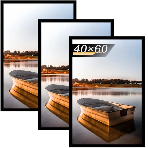 Tinkeps 3er Pack Bilderrahmen 40x60 cm Schwarz, Bilderrahmen 60x40 Hergestellt aus Holzwerkstoff, Rahmen 40 x 60 cm ideal für Fotos, Bilder, Poster