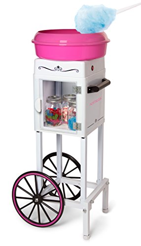 Nostalgia CCM200 Vintage Hard & Sugar-Free Cotton Candy Cart-36 Inches Tall, 36-Inched, White/Pink