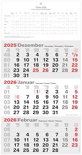 Adina 2026 Wandkalender Dreimonatskalender B4