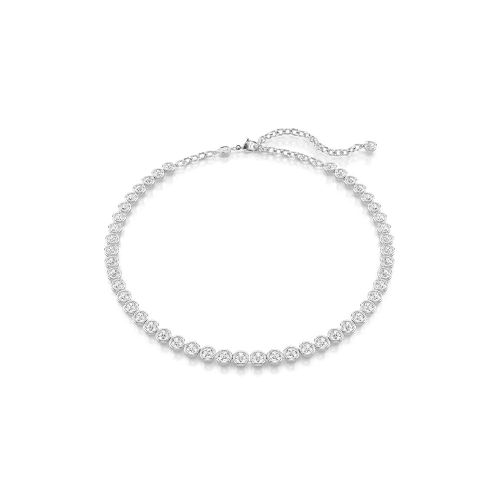 Swarovski Imber Tennis necklace, Round cut, White, Rhodium plated