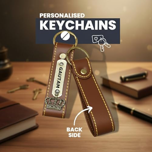 Image of Customised Men's Wallet & Keychain Combo Set | Personalised Name Printed | Vegan Faux Leather Slim Wallet | Stylish Gift for Husband, Boyfriend & Men