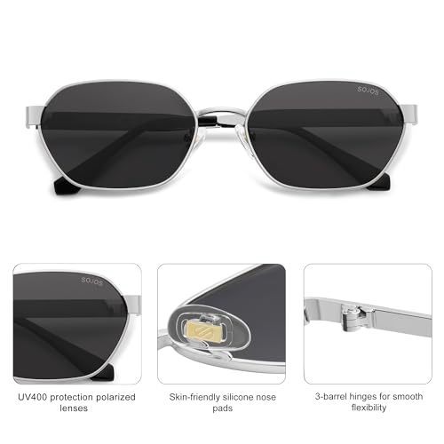 Image of SOJOS Trendy Polarized Hexagon Sunglasses Womens Mens SJ1238