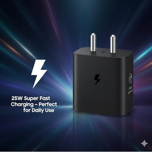 Image of 25W USB-C Fast Wall Charger - Compatible with Samsung Galaxy S23 S22 S21 21 FE S20 A34 M14 M34 M54 M53 M33 M13 - S A M F Series (Adapter Only)| Original Rapid Charging (Black)