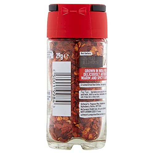 Schwartz Crushed Chilli 29 G | Jar | Pack of 6 | Fiery Hot Chilli Taste | Versatile Spice | Delivers Spicy Heat to Recipes | Perfect for Sprinkling Over Stir Fries, Marinades, Curries, and Dressings