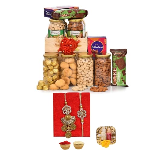 Image of NUTRI MIRACLE Chocolates Gift Pack With Rakhi | Rakhi Gifts For Sister | Raksha Bandhan Chocolates Gift Pack With Dry Fruits | Rakhi Combo | Gift For Rakshabandhan