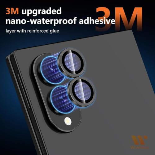Image of Pack 2 - Camera lens Protector Ring Compatible with Samsung Galaxy Z Fold 8 Wide 5G Camera Tempered Glass Aluminum Alloy Rings, Ultra-HD Metal Frame- Black