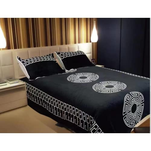 Mercatienda Edredón Nórdico Borreguillo Cama 240 x 260 cm/Sherpa y Sedalina Tacto melocotón. Edredón de Invierno Egipto Negro Tacto Suave, calientito