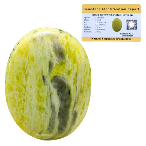Image of Crystal Heaven Certified Serpentine Crystal Palm Pebbles Stones for Anxiety Stress Relief Massage - AAA Grade Original Healing Gemstone Agate Palm Stone for Yoga Meditation Spiritual Reiki Feng Shui