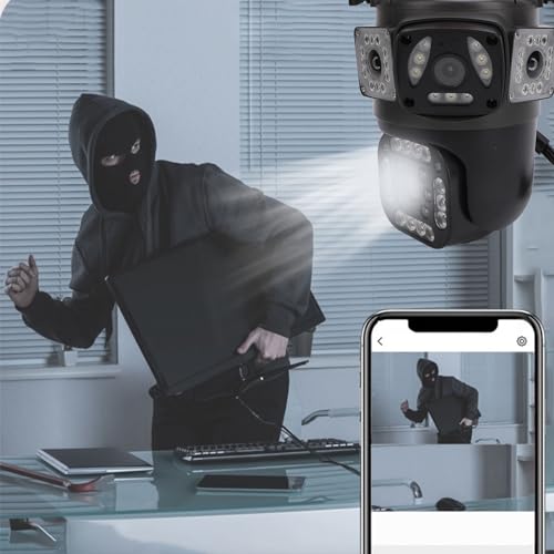 Beveiligingscamera met Drie Lenzen, 8MP 4K Full Color Nachtzicht Bewegingsdetectie Wifi Beveiligingscamera Thuis Buitenbewakingscamera voor Thuis Buiten 110 Tot 240V - Afbeelding 3