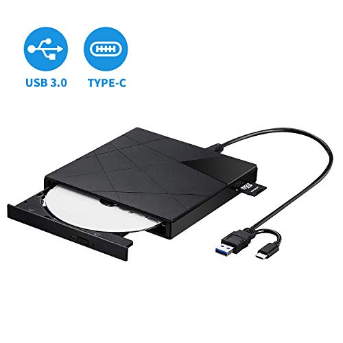 LeeKooLuu External DVD & CD Drives with USB 3.0 and Type-C Interface/Portable CD-RW/DVD-RW