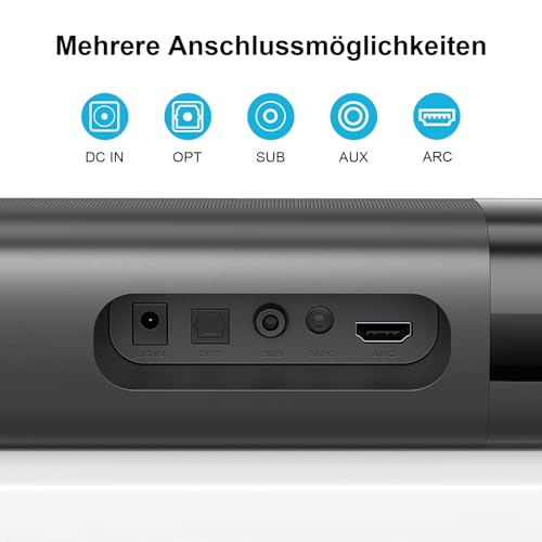 GarageRock Soundbar mit Subwoofer für Fernseher, 110W Heimkino Soundsystem mit Deep Bass&Auto Volume Boost&3 EQ Modi, Bluetooth 5.3/ARC/Opt/AUX, Surround Sound System für Fernseher/PC/Projector, 1 Set