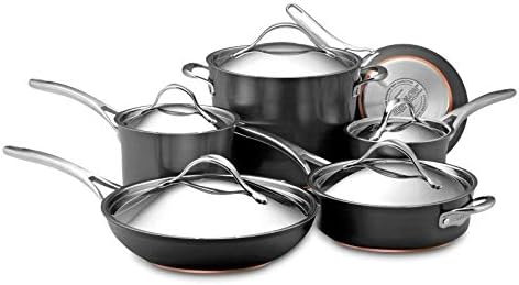 Pemberly Row Copper 11 Piece Nonstick Cookware Set in Dark Gray