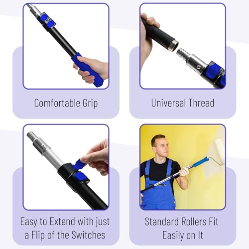 Bates- Extension Pole, 1.4 to 3 Ft Pole, Dark Blue, Telescoping Pole