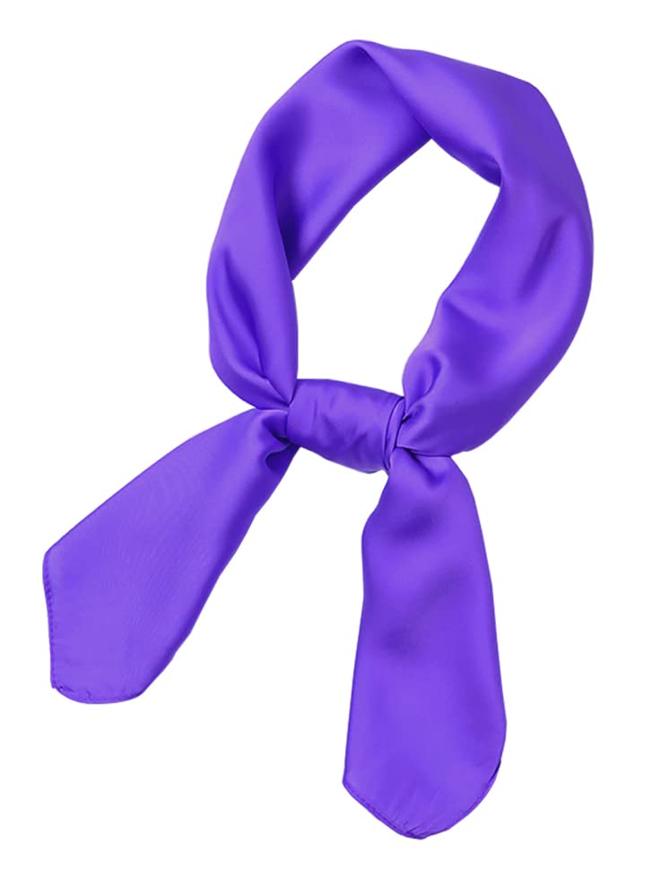 Lastclream Chiffon Square Neck Scarves for Women Handkerchief Retro Satin Ribbon Scarf for Hair Wrapping 23.6" 26"2