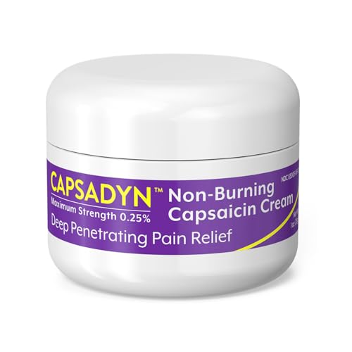 Capsadyn Non-Burning Capsaicin Cream 0.25% Patented Maximum Strength Formula for Arthritis Back Joint & Muscle Pain Odorless Fast-Absorbing No NSAIDs