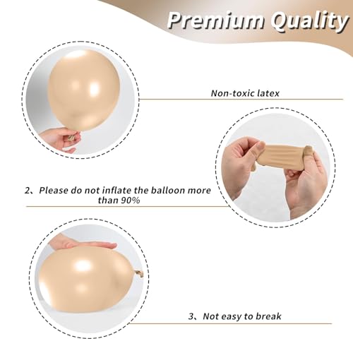 Champagne Cream White Balloons, 12inch Metallic Champagne Nude White Clear Balloons Double Stuffed Beige Transparent Balloons for Birthday Boho Wedding Anniversary Engagement Decorations